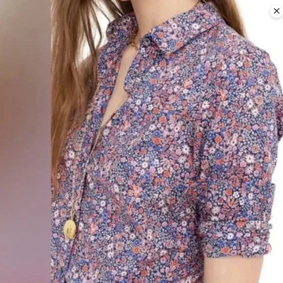 Crew Tops Jcrew Slim Perfect Shirt In Liberty In Kayoko